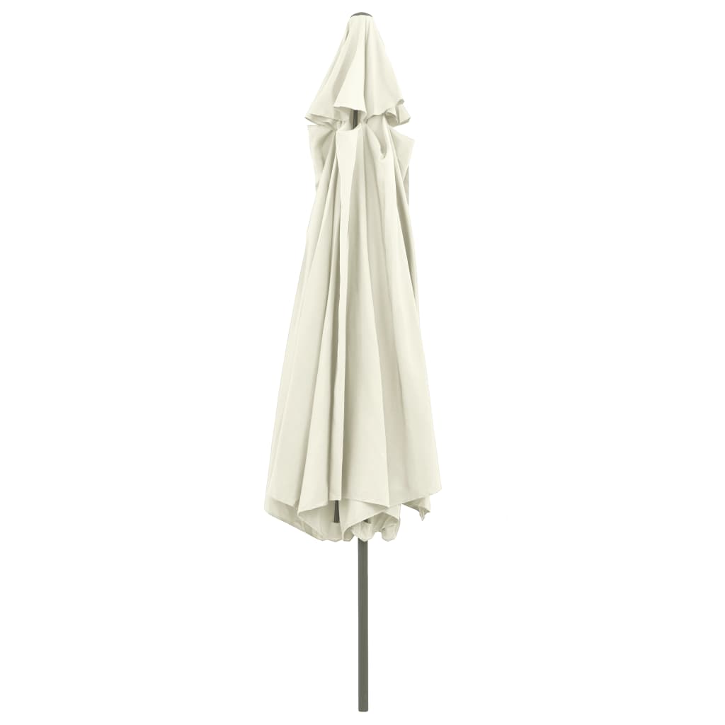vidaXL Umbrelă de soare de grădină, stâlp metalic, alb nisipiu 390 cm vidaXL Umbrelă de soare de grădină, stâlp metalic, alb nisipiu 390 cm