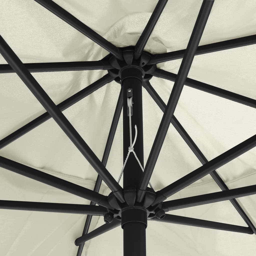 vidaXL Umbrelă de soare de grădină, stâlp metalic, alb nisipiu 390 cm vidaXL Umbrelă de soare de grădină, stâlp metalic, alb nisipiu 390 cm