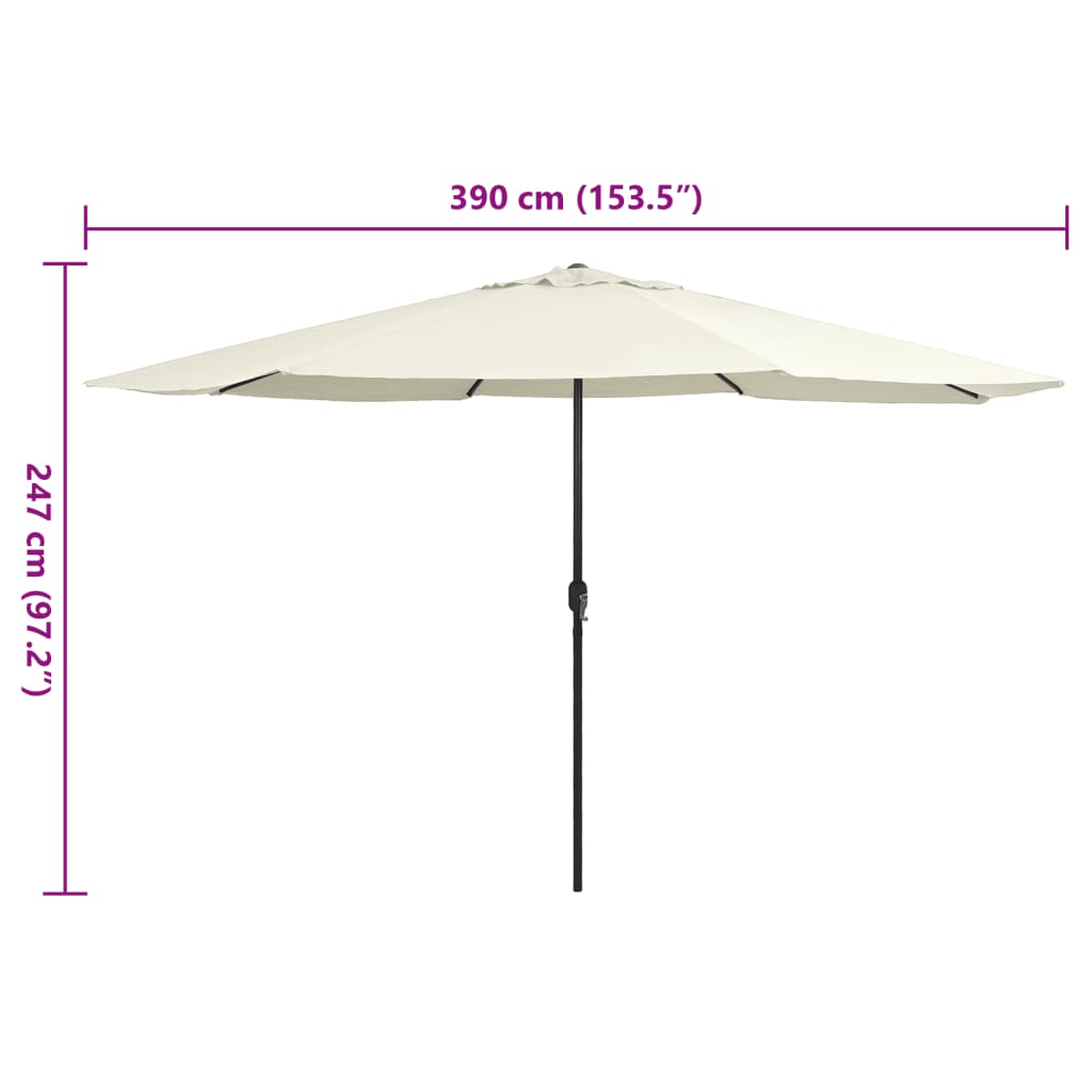 vidaXL Umbrelă de soare de grădină, stâlp metalic, alb nisipiu 390 cm vidaXL Umbrelă de soare de grădină, stâlp metalic, alb nisipiu 390 cm