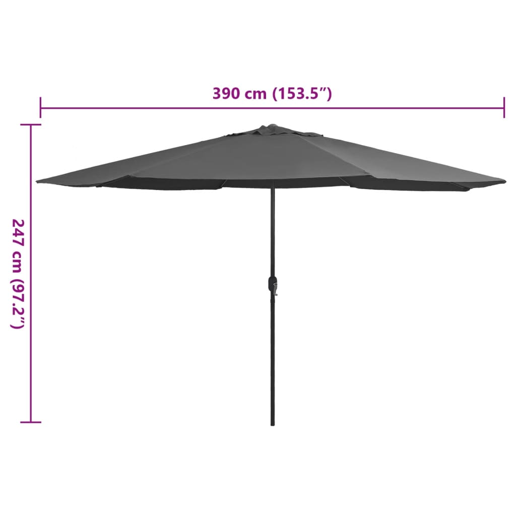vidaXL Umbrelă de soare de grădină, stâlp metalic, antracit, 390 cm vidaXL Umbrelă de soare de grădină, stâlp metalic, antracit, 390 cm