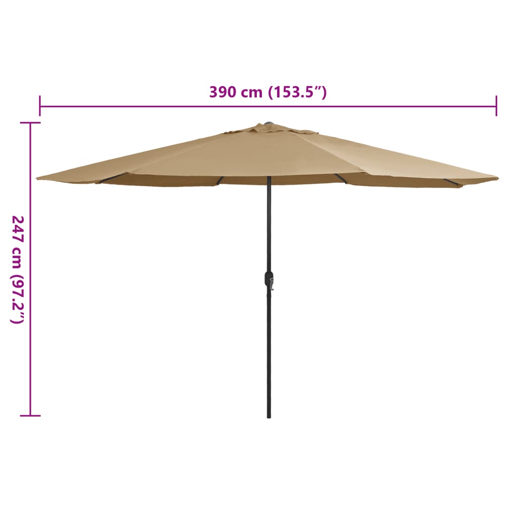 vidaXL Umbrelă de soare de grădină, stâlp metalic, taupe, 390 cm vidaXL Umbrelă de soare de grădină, stâlp metalic, taupe, 390 cm