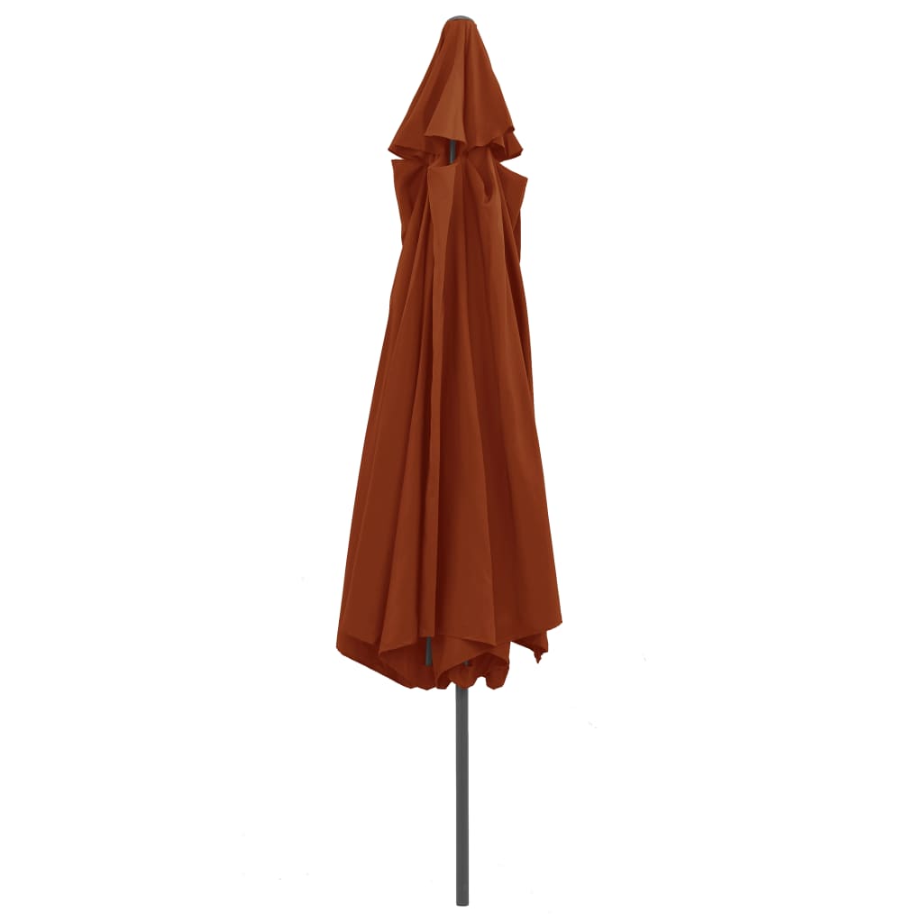 vidaXL Umbrelă de soare de grădină, stâlp metalic, cărămiziu, 390 cm vidaXL Umbrelă de soare de grădină, stâlp metalic, cărămiziu, 390 cm