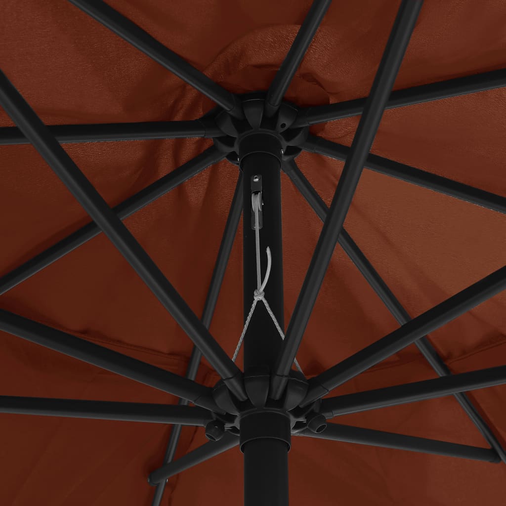 vidaXL Umbrelă de soare de grădină, stâlp metalic, cărămiziu, 390 cm vidaXL Umbrelă de soare de grădină, stâlp metalic, cărămiziu, 390 cm