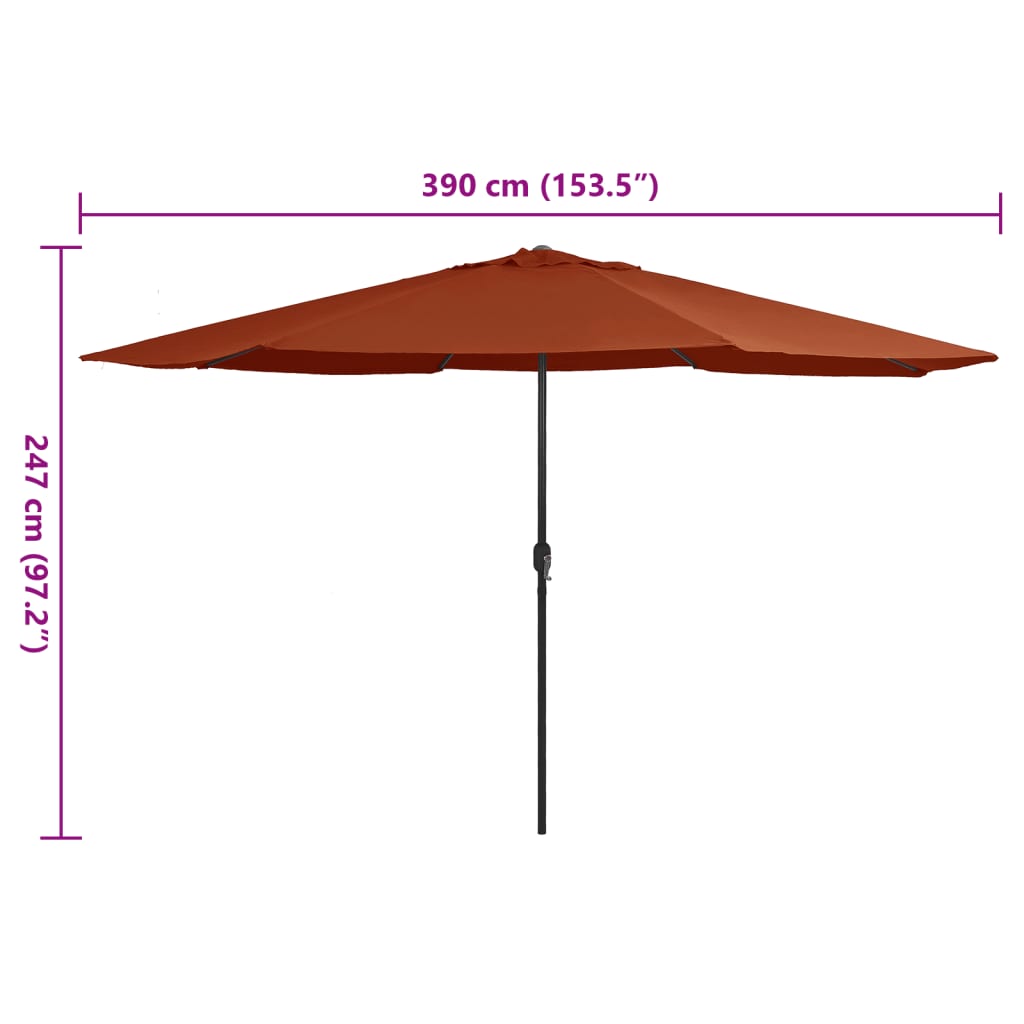vidaXL Umbrelă de soare de grădină, stâlp metalic, cărămiziu, 390 cm vidaXL Umbrelă de soare de grădină, stâlp metalic, cărămiziu, 390 cm