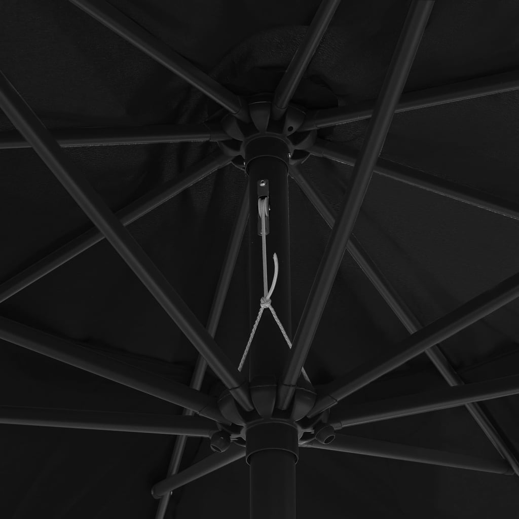 vidaXL Umbrelă de soare de grădină, stâlp metalic, negru, 390 cm vidaXL Umbrelă de soare de grădină, stâlp metalic, negru, 390 cm