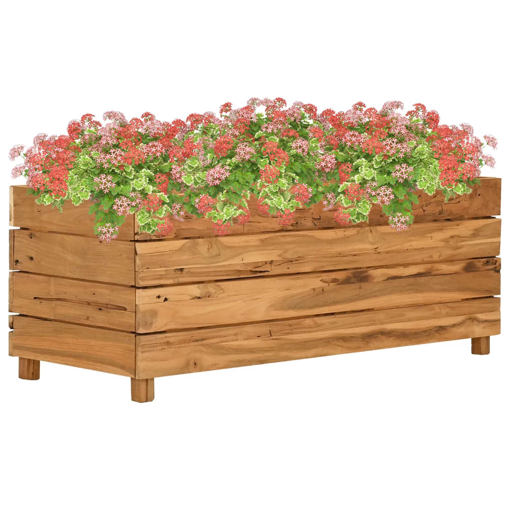 vidaXL Strat înălțat, 100x40x38 cm, lemn de tec reciclat și oțel vidaXL Strat înălțat, 100x40x38 cm, lemn de tec reciclat și oțel