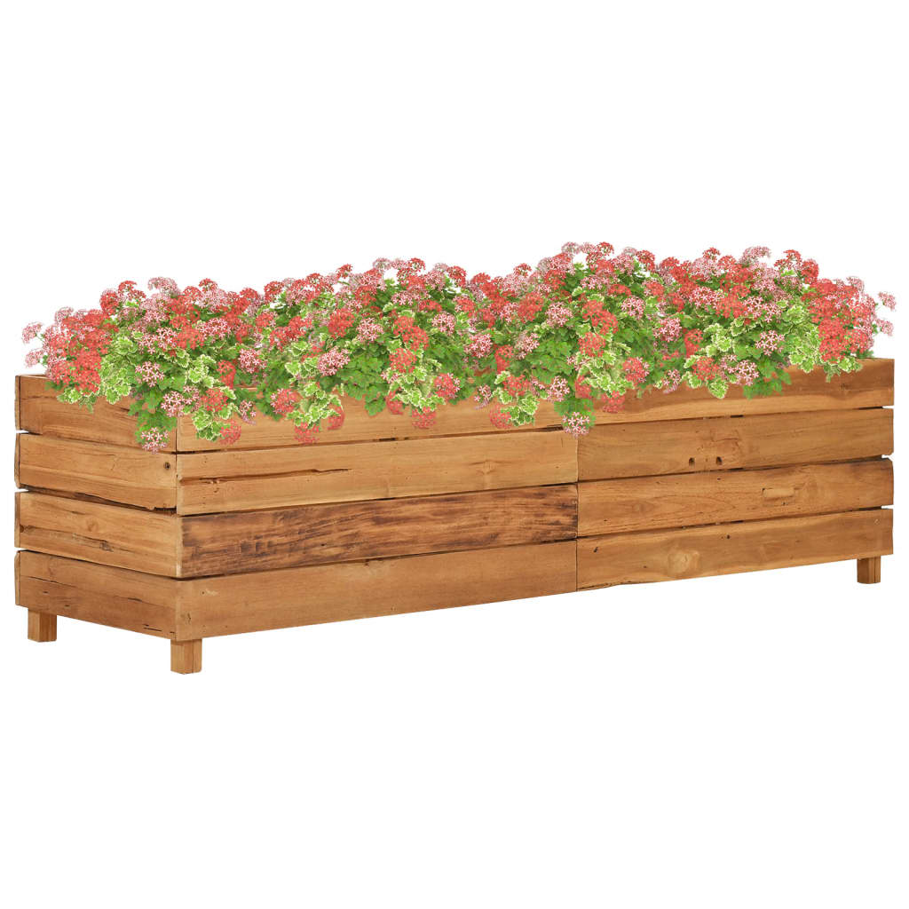 vidaXL Strat înălțat, 150x40x38 cm, lemn de tec reciclat și oțel