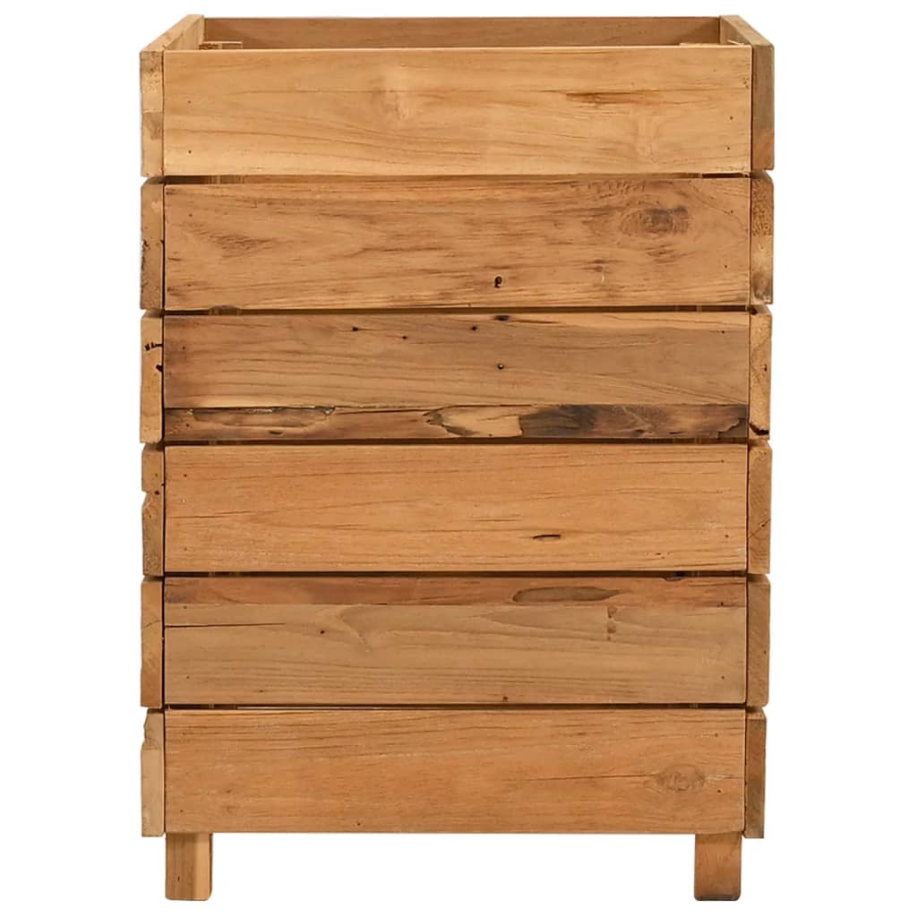vidaXL Strat înălțat, 50x40x55 cm, lemn de tec reciclat și oțel