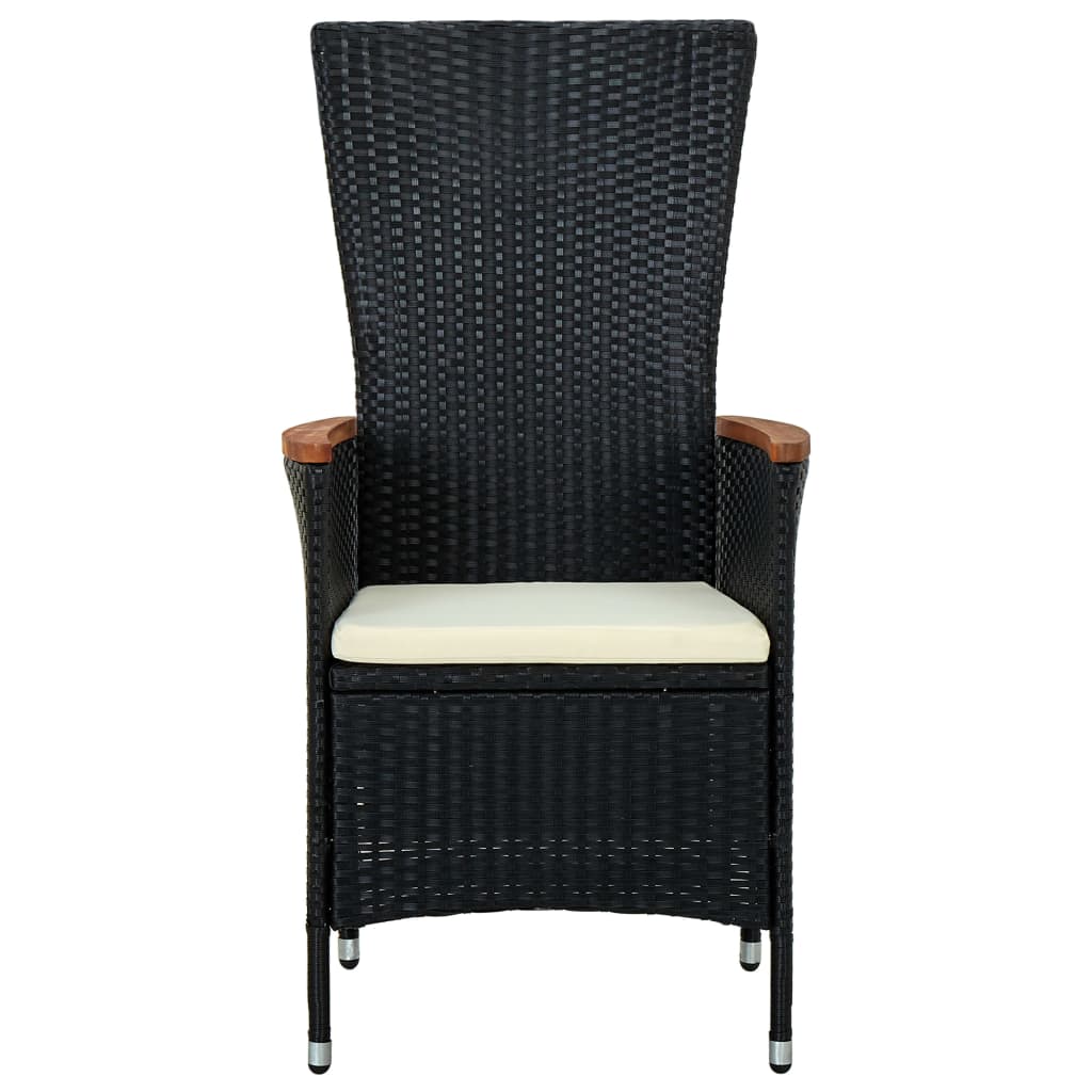 vidaXL Scaune de exterior cu perne, 2 buc., negru, poliratan