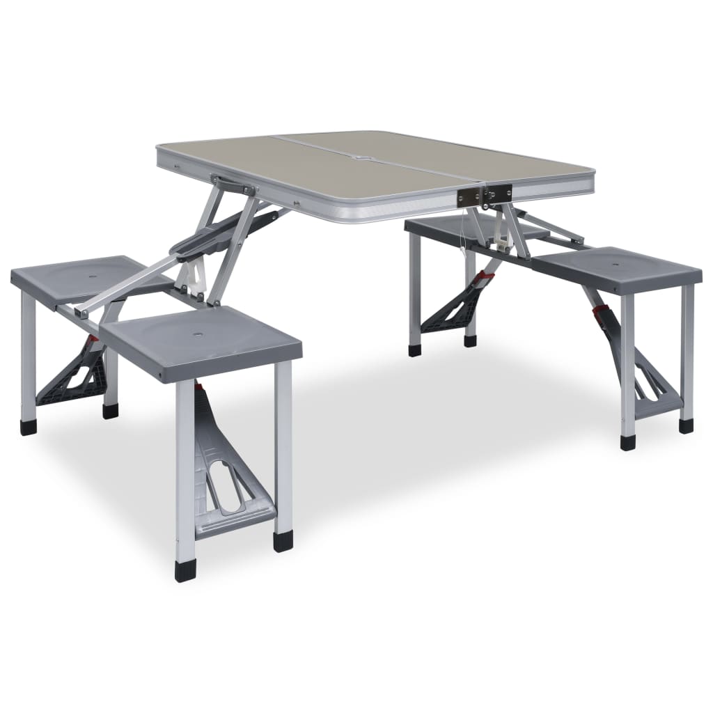 vidaXL Masă de camping pliabilă cu 4 scaune, oțel și aluminiu vidaXL Masă de camping pliabilă cu 4 scaune, oțel și aluminiu