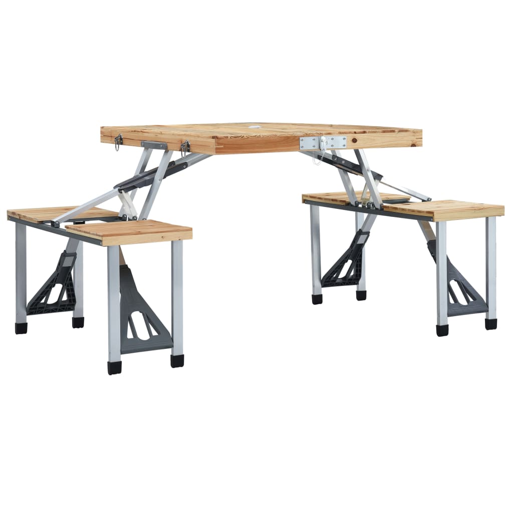 vidaXL Masă de camping pliabilă cu 4 scaune, oțel și aluminiu vidaXL Masă de camping pliabilă cu 4 scaune, oțel și aluminiu