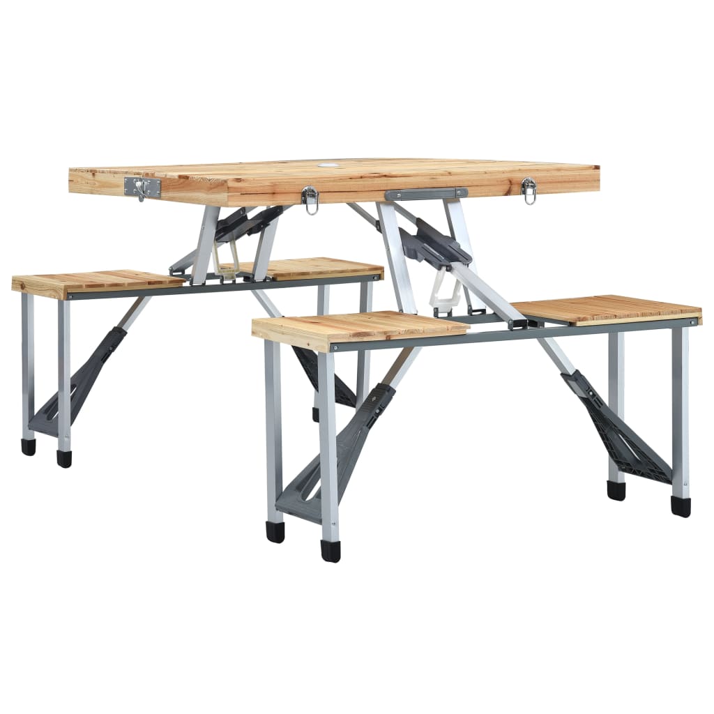 vidaXL Masă de camping pliabilă cu 4 scaune, oțel și aluminiu vidaXL Masă de camping pliabilă cu 4 scaune, oțel și aluminiu