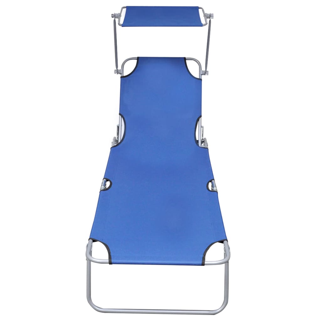 vidaXL Șezlong pliabil cu copertină, albastru, aluminiu vidaXL Șezlong pliabil cu copertină, albastru, aluminiu