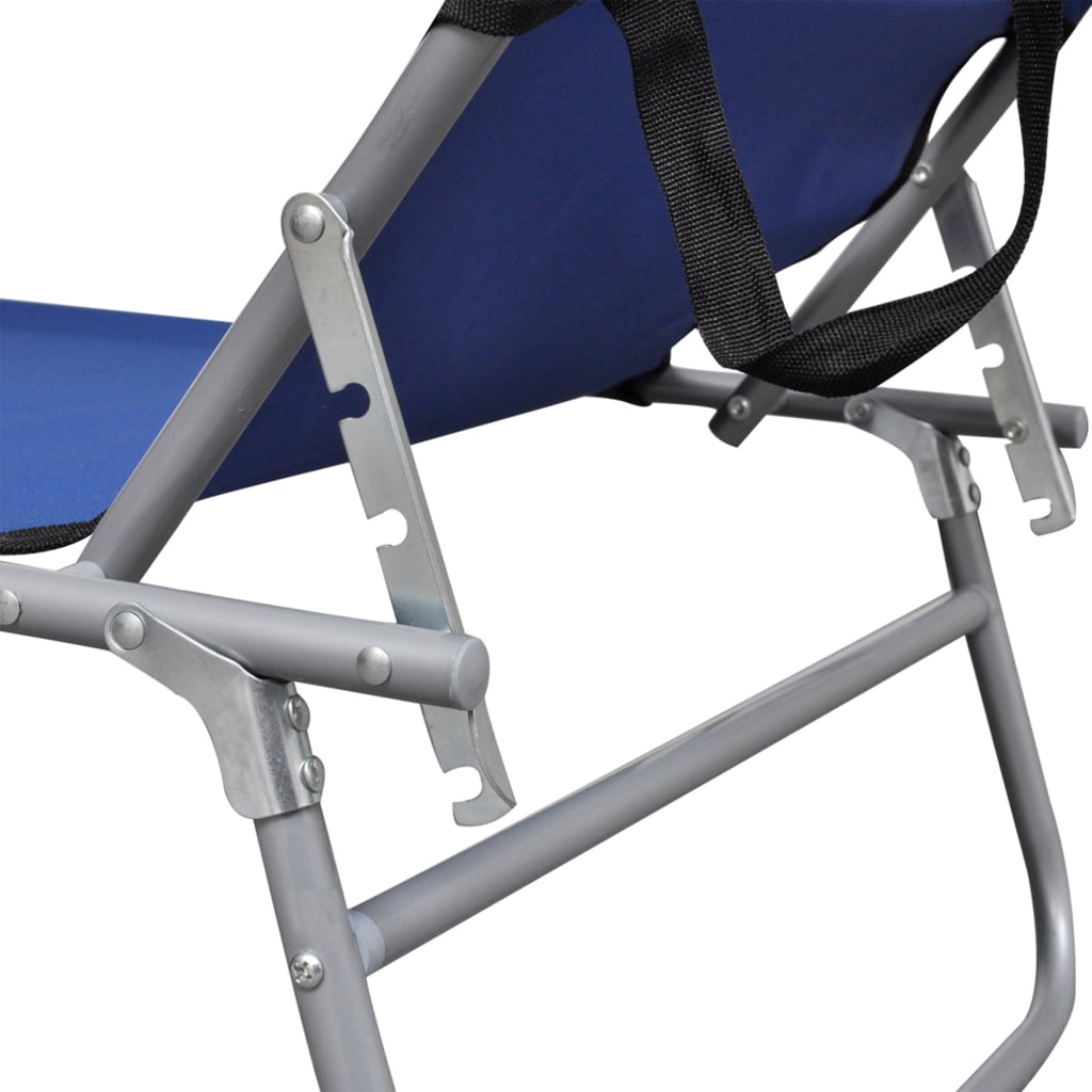 vidaXL Șezlong pliabil cu copertină, albastru, aluminiu vidaXL Șezlong pliabil cu copertină, albastru, aluminiu