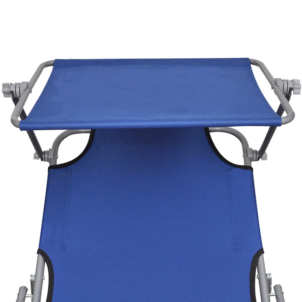 vidaXL Șezlong pliabil cu copertină, albastru, aluminiu vidaXL Șezlong pliabil cu copertină, albastru, aluminiu
