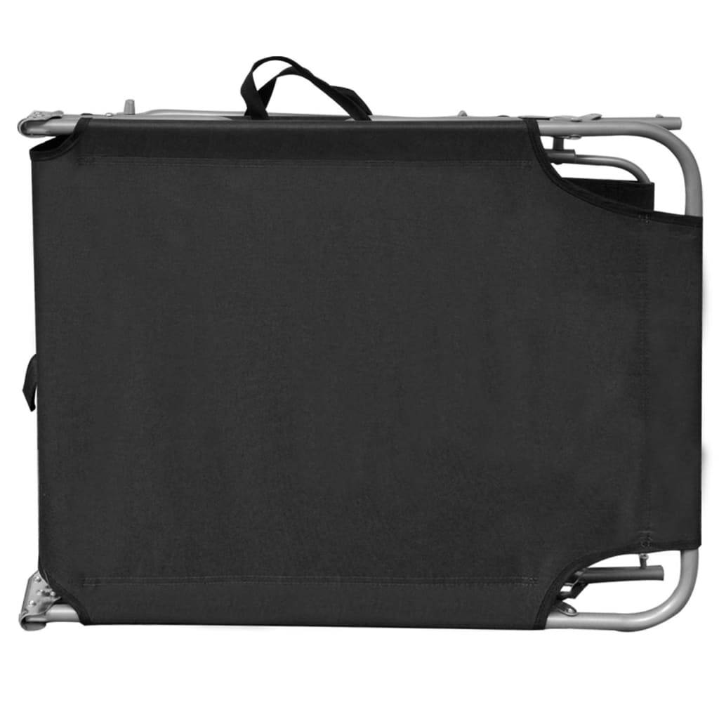vidaXL Șezlong pliabil cu copertină, negru, aluminiu vidaXL Șezlong pliabil cu copertină, negru, aluminiu