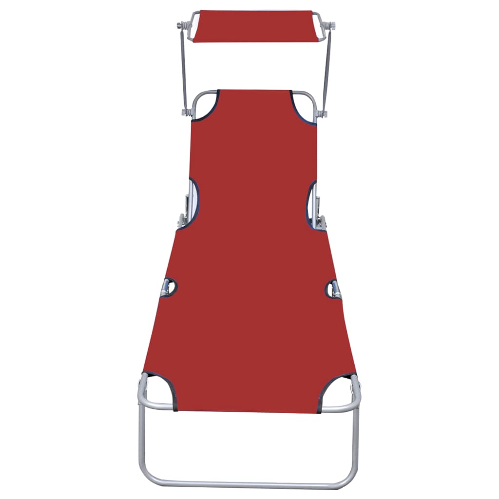 vidaXL Șezlong pliabil cu copertină, roșu, aluminiu vidaXL Șezlong pliabil cu copertină, roșu, aluminiu