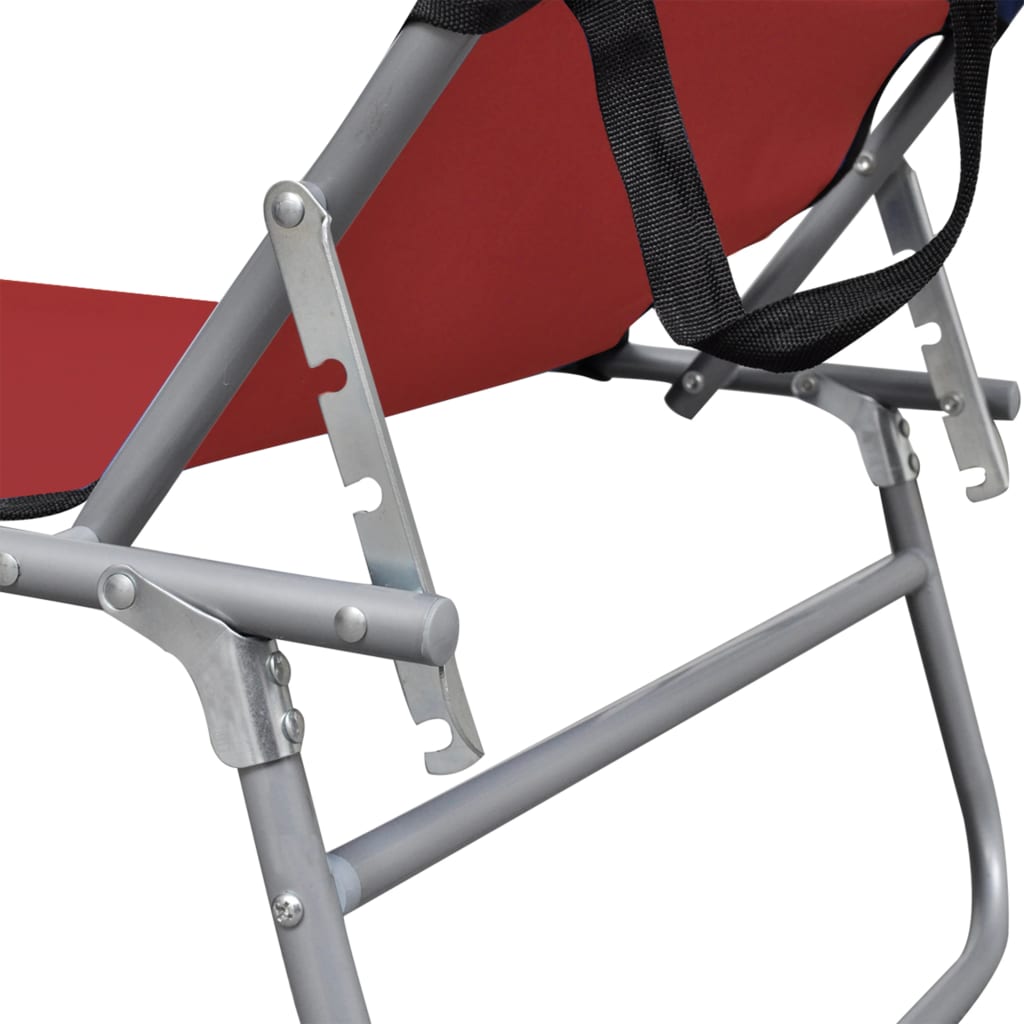 vidaXL Șezlong pliabil cu copertină, roșu, aluminiu vidaXL Șezlong pliabil cu copertină, roșu, aluminiu