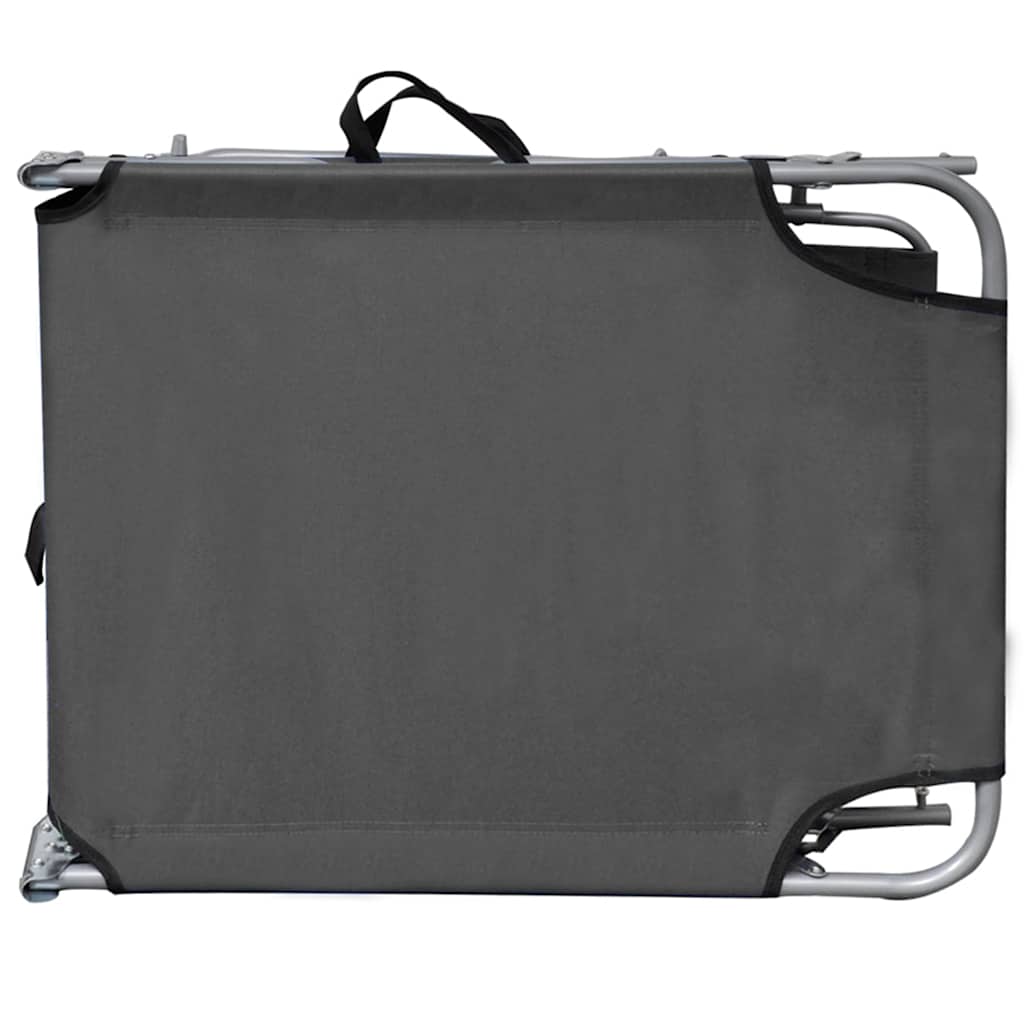 vidaXL Șezlong pliabil cu copertină, gri, aluminiu vidaXL Șezlong pliabil cu copertină, gri, aluminiu