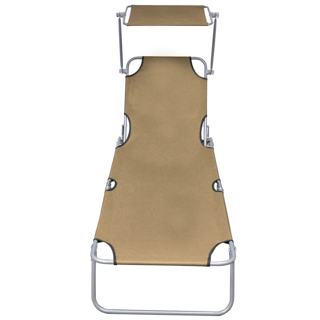 vidaXL Șezlong pliabil cu copertină, gri taupe, aluminiu vidaXL Șezlong pliabil cu copertină, gri taupe, aluminiu