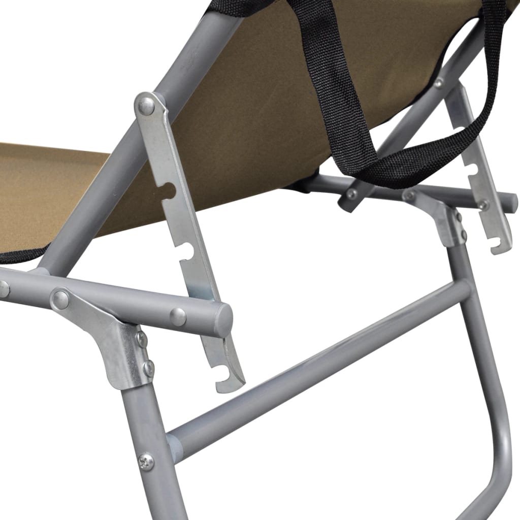 vidaXL Șezlong pliabil cu copertină, gri taupe, aluminiu vidaXL Șezlong pliabil cu copertină, gri taupe, aluminiu