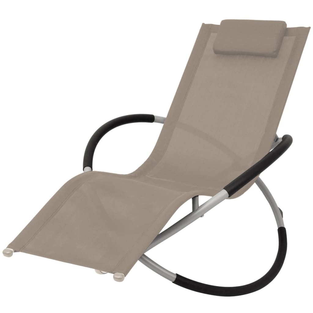 vidaXL Șezlong geometric de exterior, gri taupe, oțel vidaXL Șezlong geometric de exterior, gri taupe, oțel