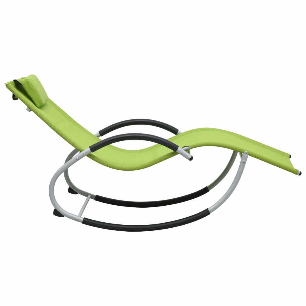 vidaXL Șezlong cu pernă, verde, textilenă