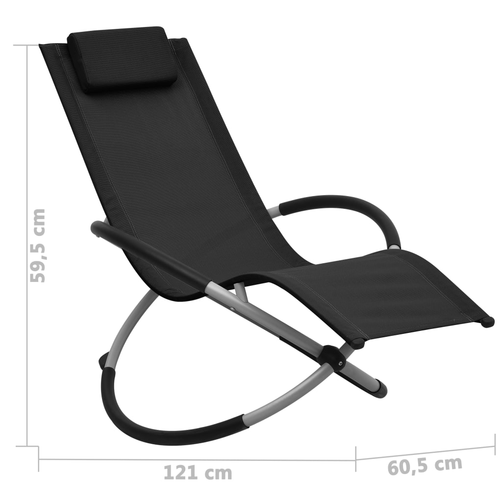 vidaXL Șezlong pentru copii, negru, oțel vidaXL Șezlong pentru copii, negru, oțel
