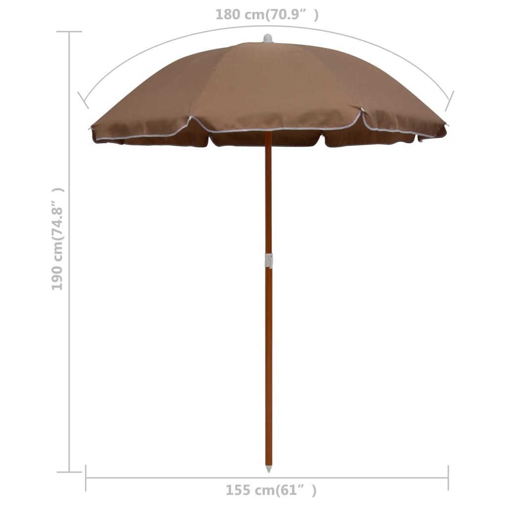 vidaXL Umbrelă de soare de grădină, stâlp din oțel, taupe, 180 cm vidaXL Umbrelă de soare de grădină, stâlp din oțel, taupe, 180 cm