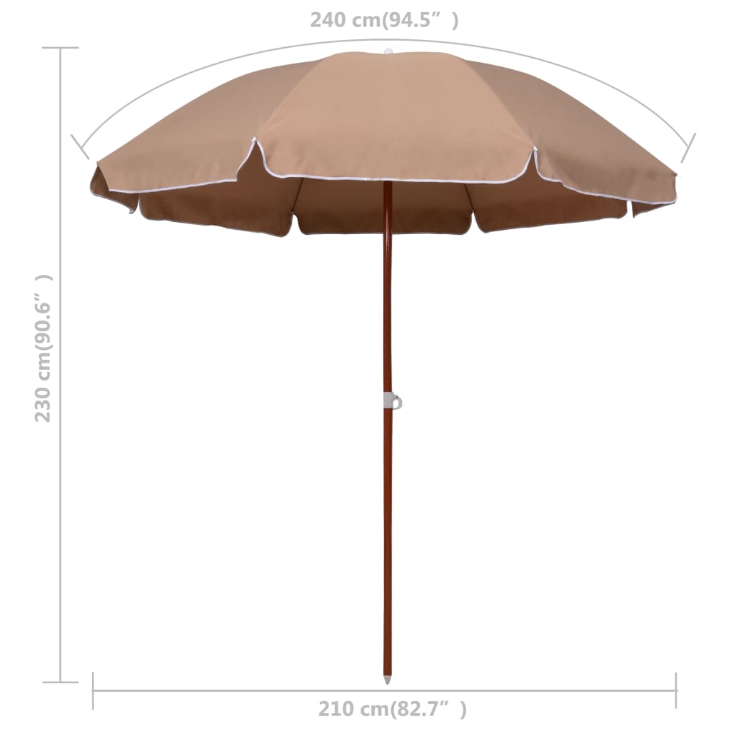 vidaXL Umbrelă de soare de grădină, stâlp din oțel, taupe, 240 cm vidaXL Umbrelă de soare de grădină, stâlp din oțel, taupe, 240 cm