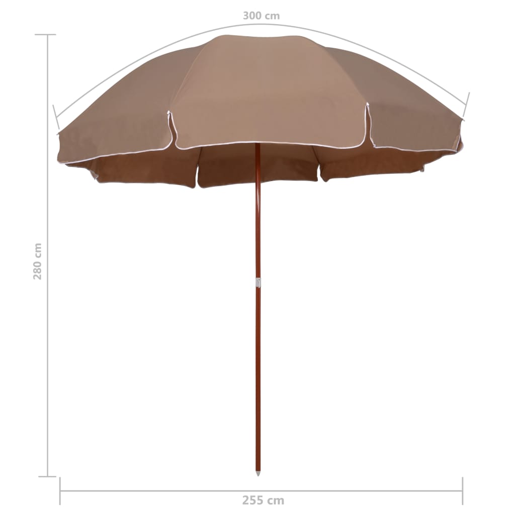 vidaXL Umbrelă de soare de grădină, stâlp din oțel, taupe, 300 cm vidaXL Umbrelă de soare de grădină, stâlp din oțel, taupe, 300 cm