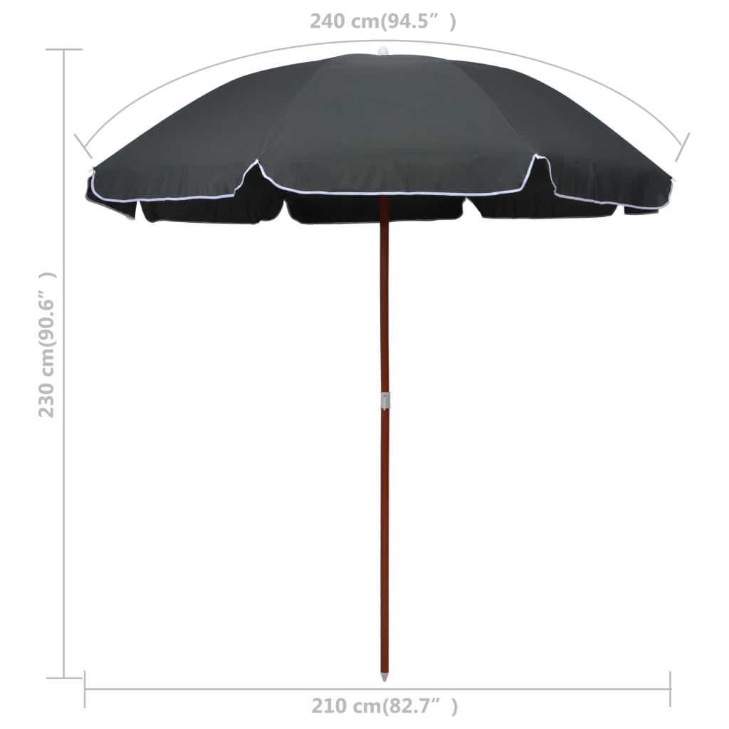 vidaXL Umbrelă de soare de grădină cu stâlp din oțel, antracit, 240 cm vidaXL Umbrelă de soare de grădină cu stâlp din oțel, antracit, 240 cm