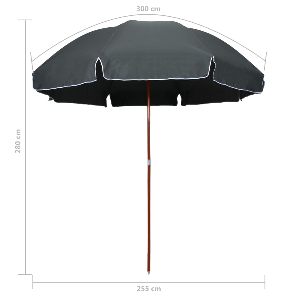 vidaXL Umbrelă de soare de grădină, stâlp din oțel, antracit, 300 cm