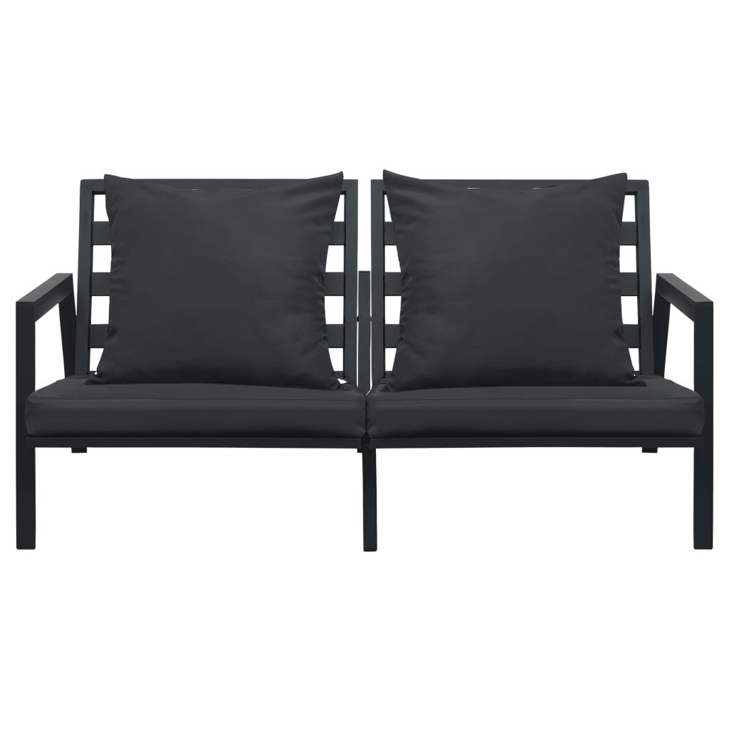vidaXL Set mobilier grădină cu perne, 4 piese, gri, închis aluminiu