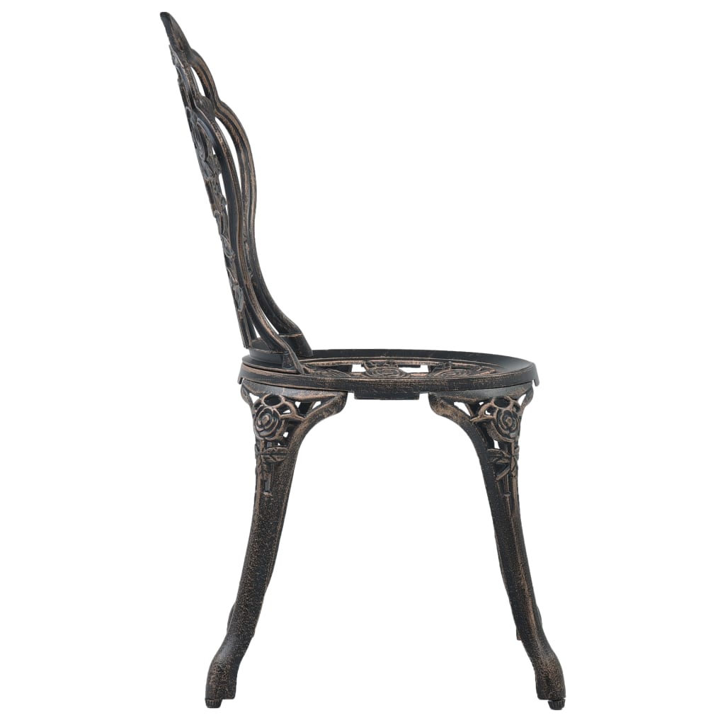 vidaXL Scaune de bistro, 2 buc., bronz, aluminiu turnat