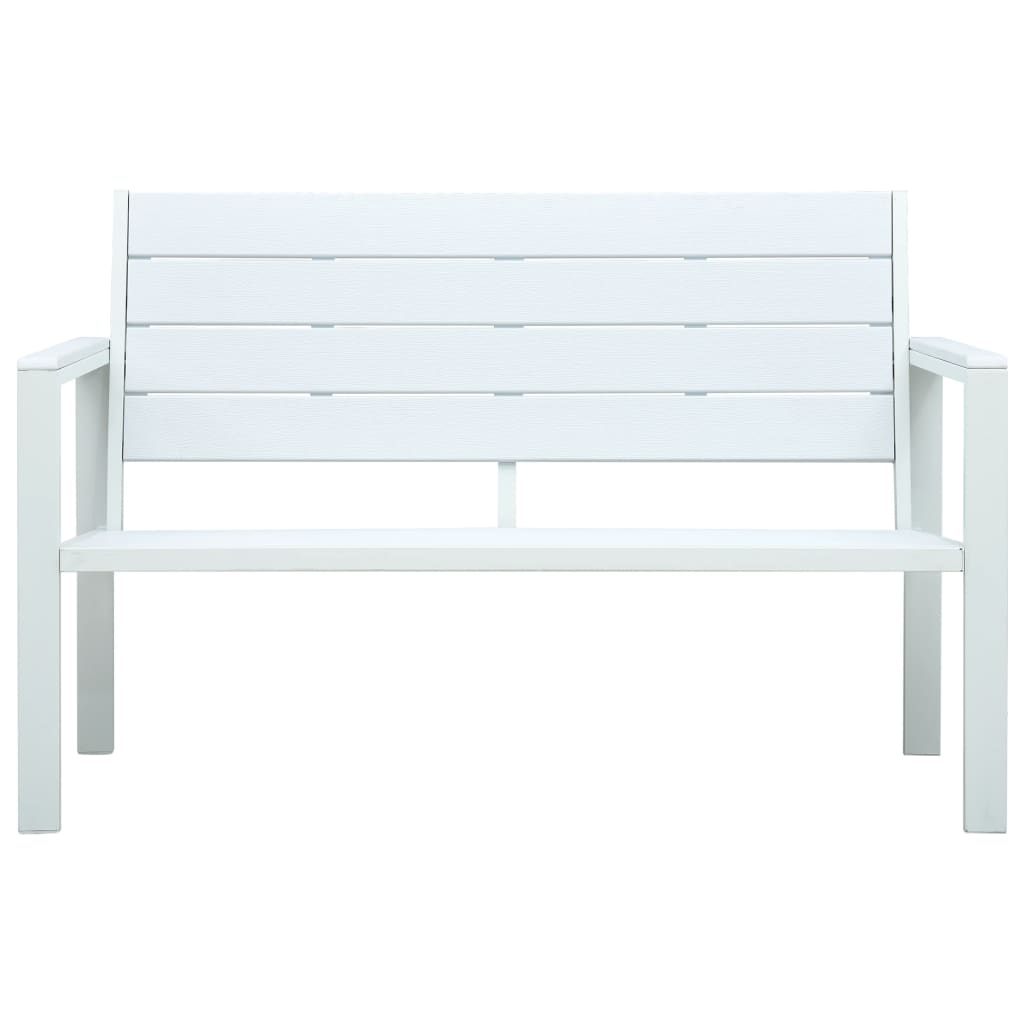 vidaXL Bancă de grădină, alb, 120 cm, aspect de lemn, HDPE vidaXL Bancă de grădină, alb, 120 cm, aspect de lemn, HDPE