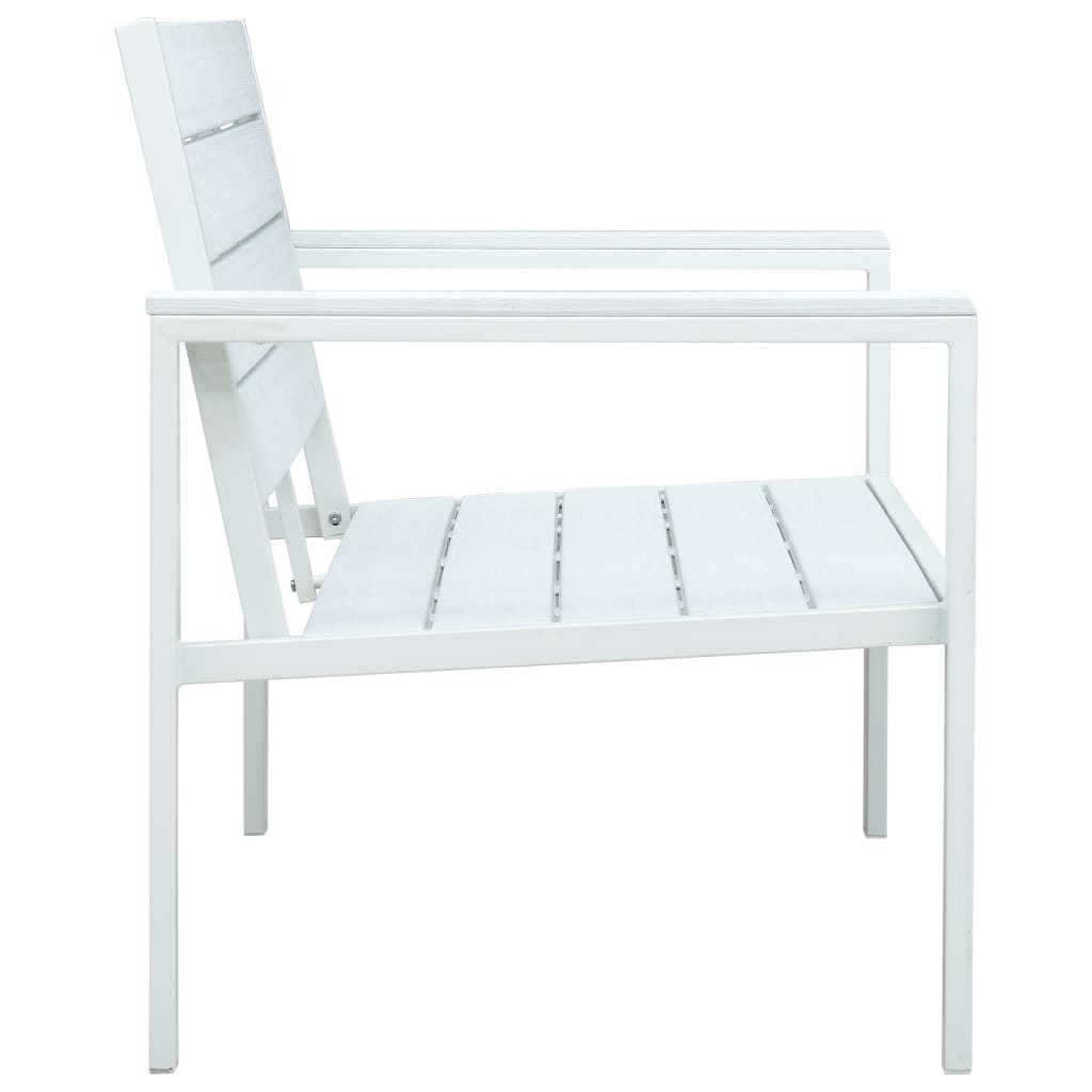 vidaXL Bancă de grădină, alb, 120 cm, aspect de lemn, HDPE vidaXL Bancă de grădină, alb, 120 cm, aspect de lemn, HDPE