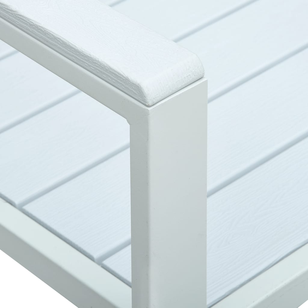 vidaXL Bancă de grădină, alb, 120 cm, aspect de lemn, HDPE vidaXL Bancă de grădină, alb, 120 cm, aspect de lemn, HDPE