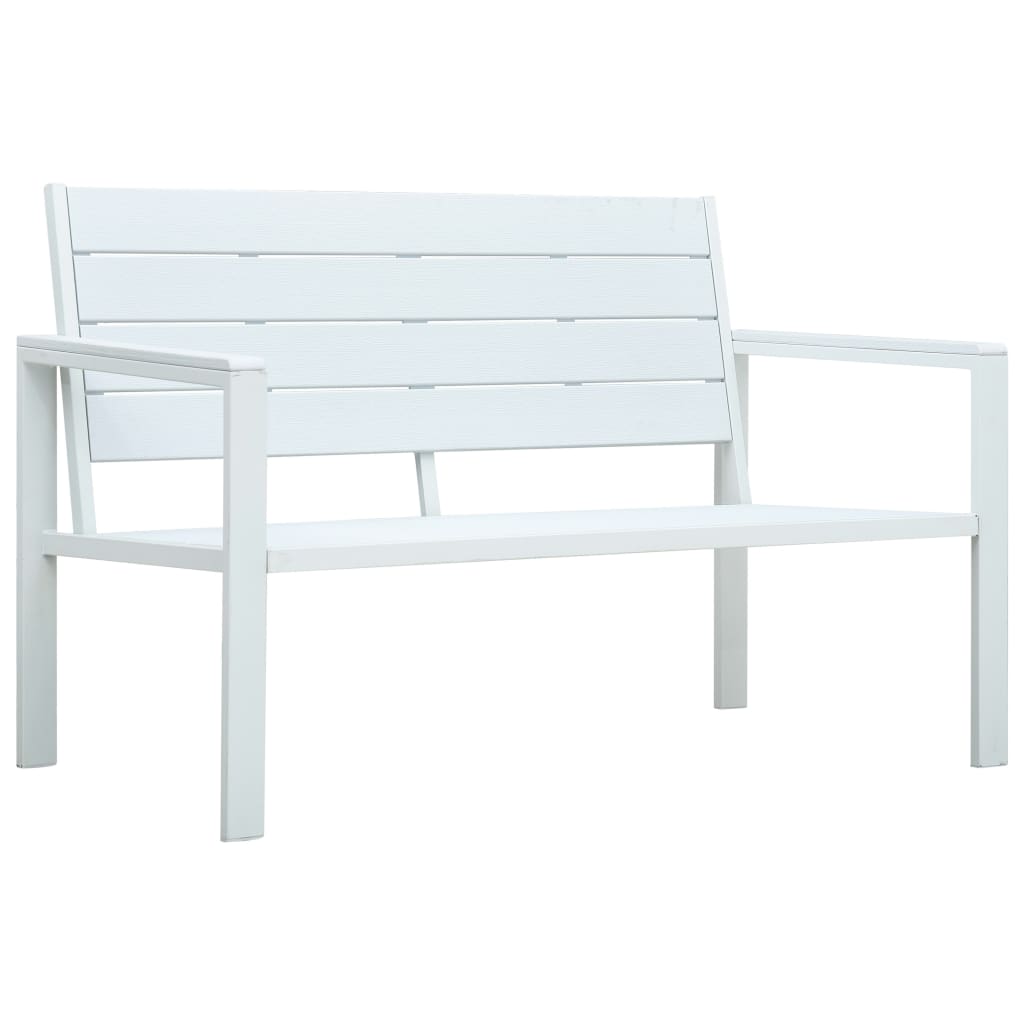 vidaXL Bancă de grădină, alb, 120 cm, aspect de lemn, HDPE vidaXL Bancă de grădină, alb, 120 cm, aspect de lemn, HDPE