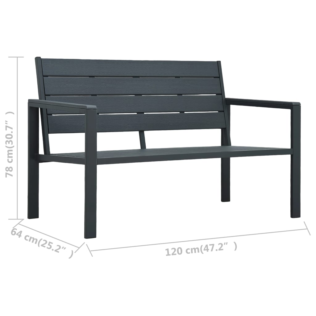 vidaXL Bancă de grădină, gri, 120 cm, HDPE, aspect de lemn vidaXL Bancă de grădină, gri, 120 cm, HDPE, aspect de lemn