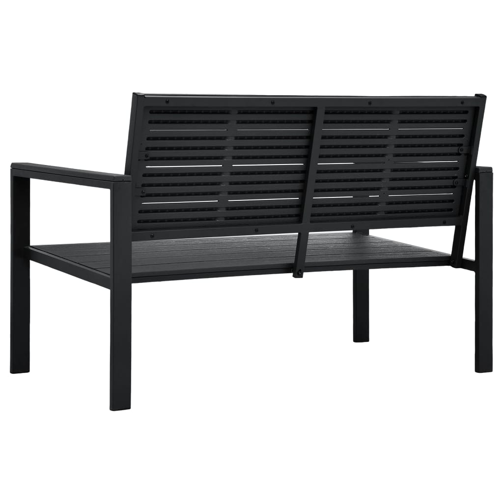 vidaXL Bancă de grădină, negru, 120 cm, aspect de lemn, HDPE vidaXL Bancă de grădină, negru, 120 cm, aspect de lemn, HDPE