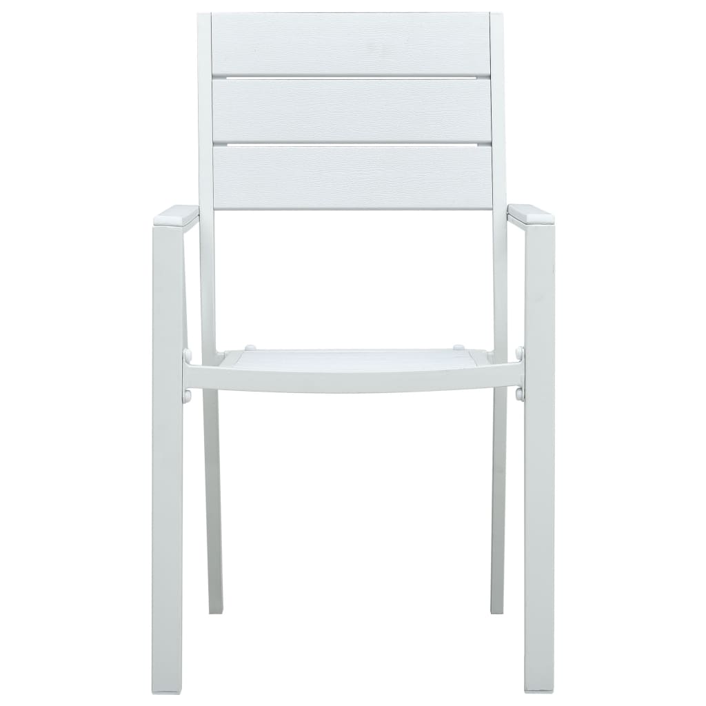vidaXL Scaune de grădină, 4 buc., alb, HDPE, aspect lemn
