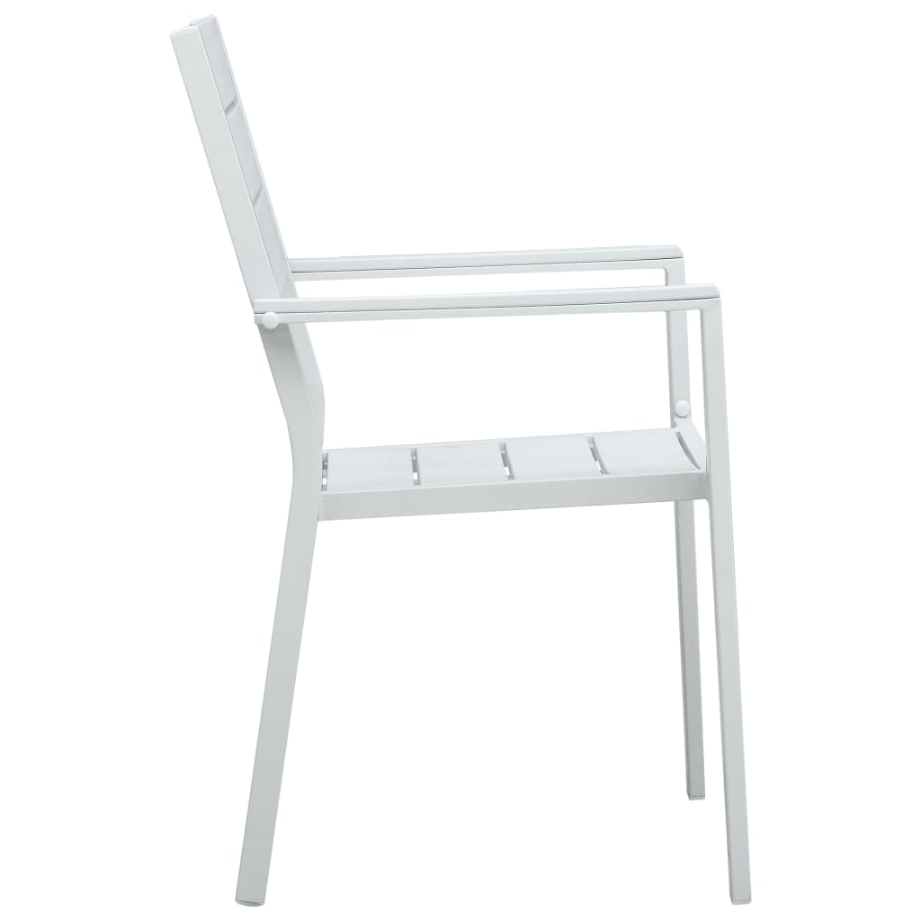 vidaXL Scaune de grădină, 4 buc., alb, HDPE, aspect lemn