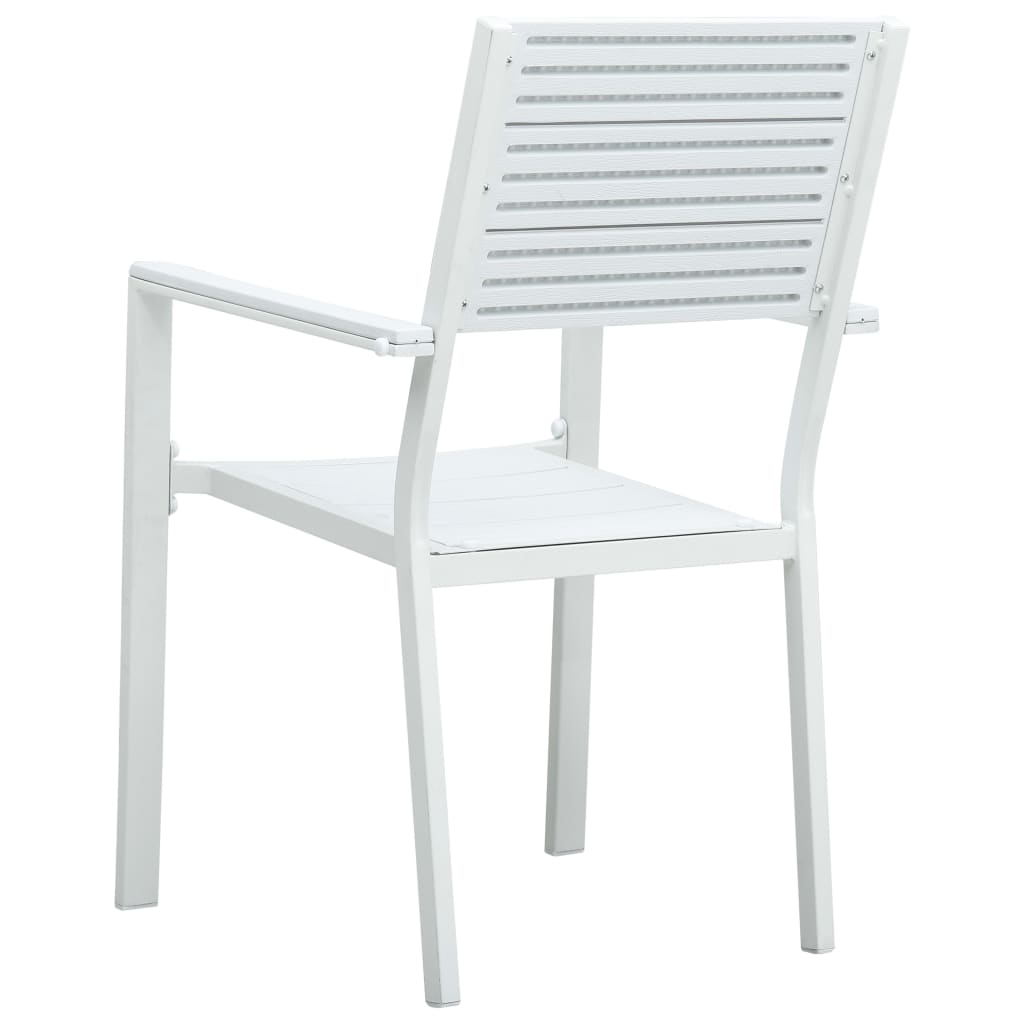 vidaXL Scaune de grădină, 4 buc., alb, HDPE, aspect lemn