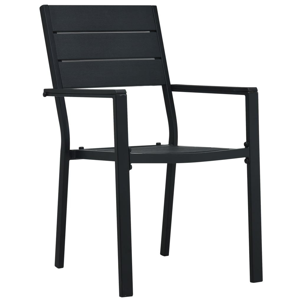 vidaXL Scaune de grădină, 4 buc., negru, HDPE, aspect lemn vidaXL Scaune de grădină, 4 buc., negru, HDPE, aspect lemn
