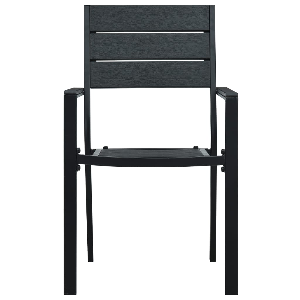 vidaXL Scaune de grădină, 4 buc., negru, HDPE, aspect lemn vidaXL Scaune de grădină, 4 buc., negru, HDPE, aspect lemn
