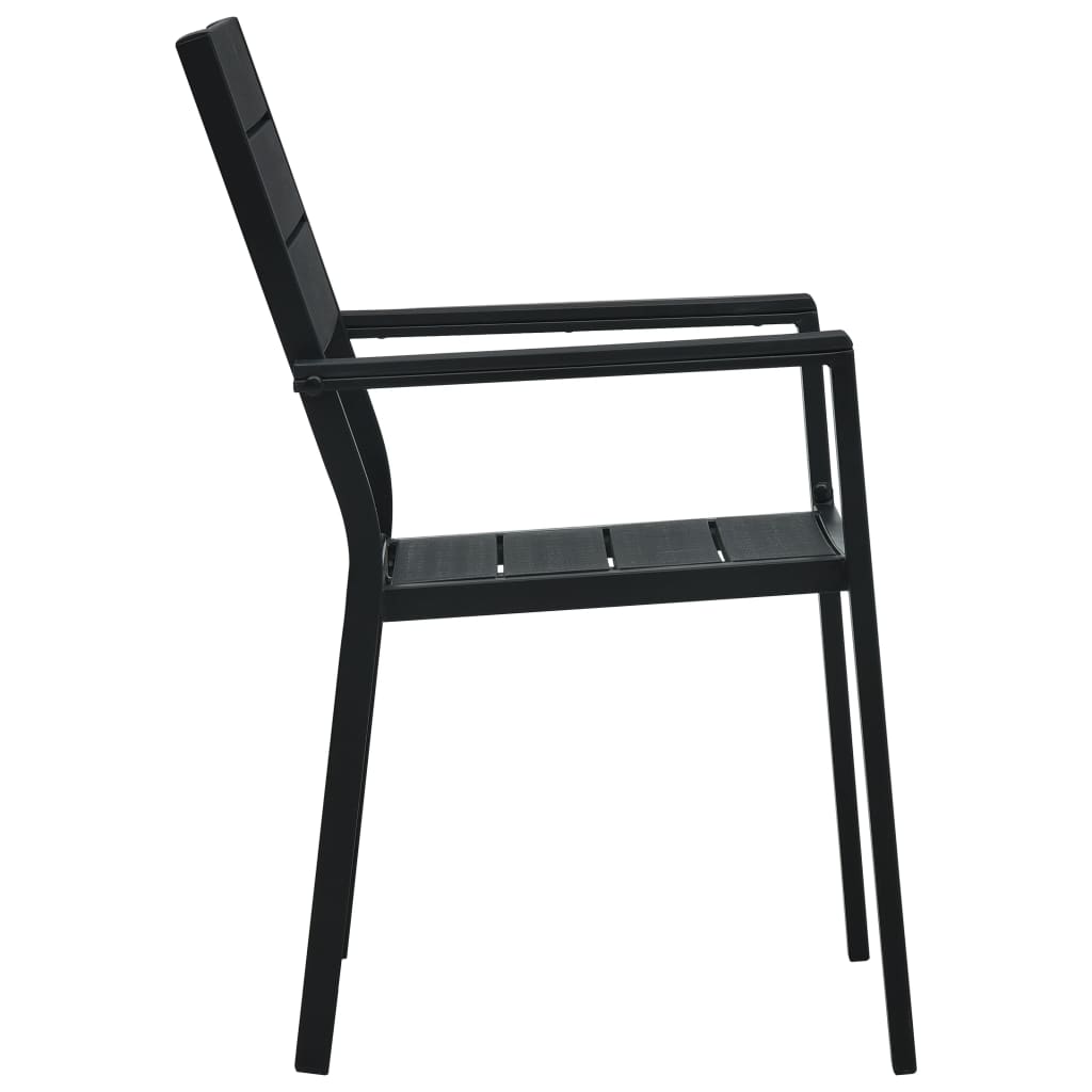vidaXL Scaune de grădină, 4 buc., negru, HDPE, aspect lemn vidaXL Scaune de grădină, 4 buc., negru, HDPE, aspect lemn