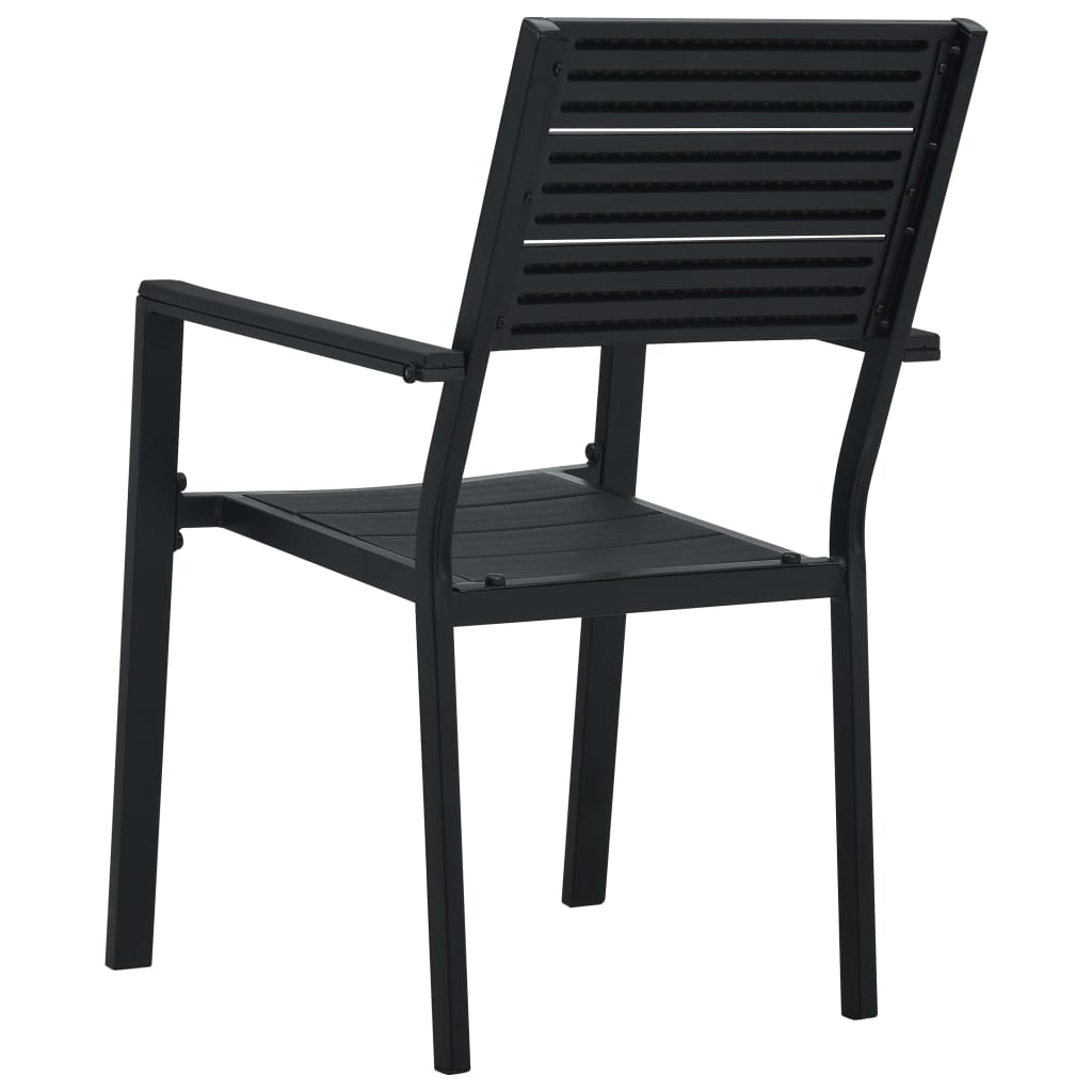 vidaXL Scaune de grădină, 4 buc., negru, HDPE, aspect lemn vidaXL Scaune de grădină, 4 buc., negru, HDPE, aspect lemn