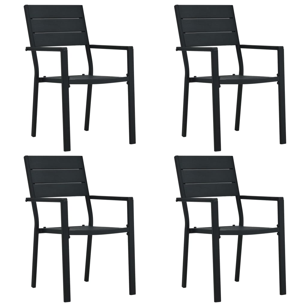 vidaXL Scaune de grădină, 4 buc., negru, HDPE, aspect lemn vidaXL Scaune de grădină, 4 buc., negru, HDPE, aspect lemn