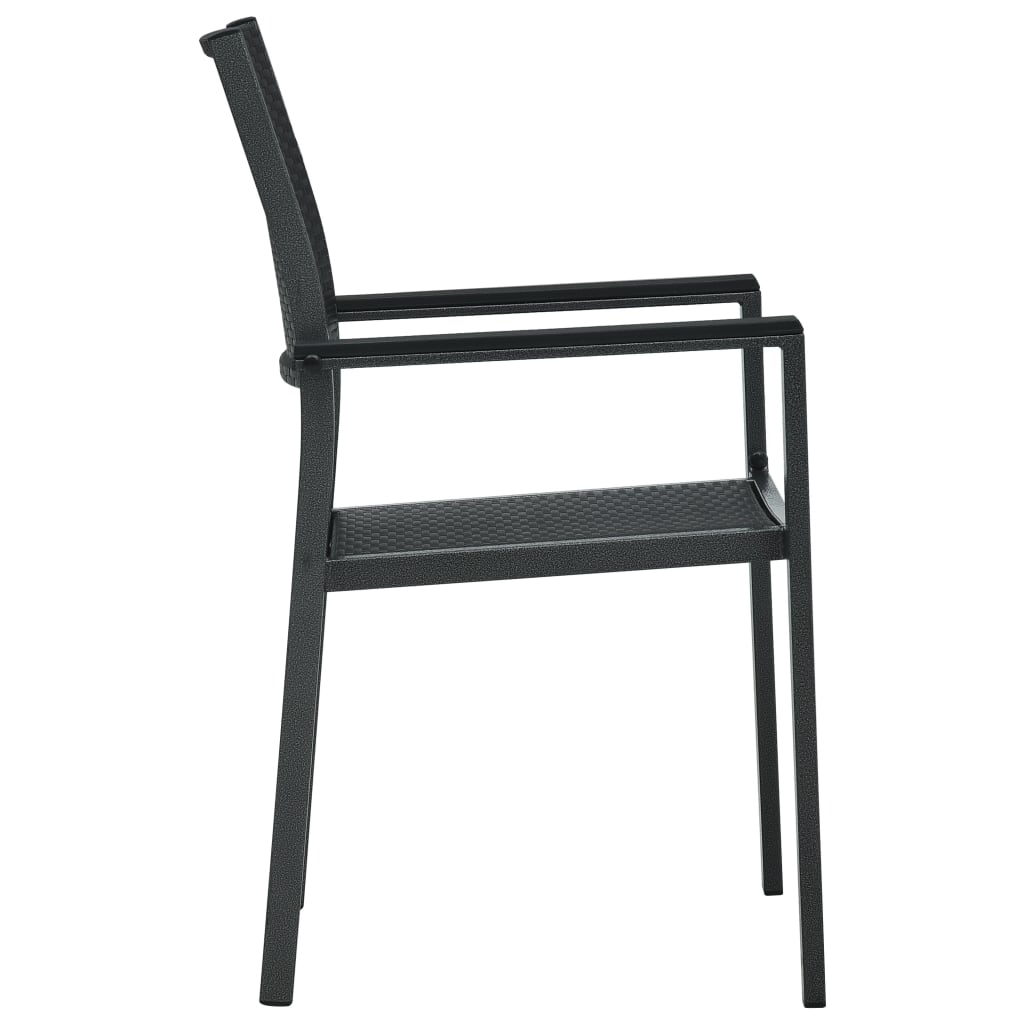 vidaXL Scaune de grădină, 2 buc., negru, plastic, aspect ratan